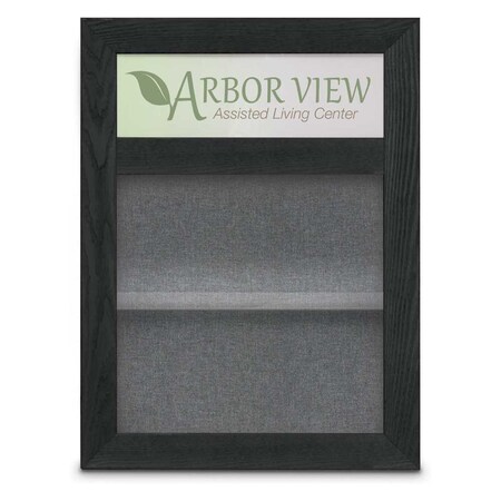 United Visual Products Outdoor Enclosed Combo Board, 48"x36", Gold Frame/Black Porc & Cloud UVCB4836ODG-BLKPORC-CLOUD